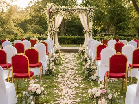King Home Zestaw 4 krzeseł bankietowych HEROS + 4 pokrowce WEDING