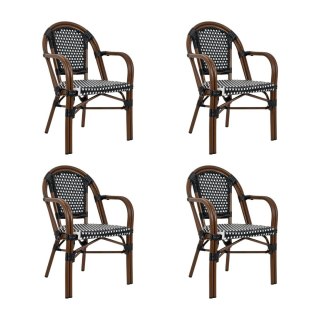 King Home Zestaw 4 krzeseł ogrodowych CAFE PARIS ARM brązowy rattan