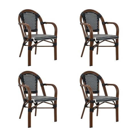 King Home Zestaw 4 krzeseł ogrodowych CAFE PARIS ARM brązowy rattan