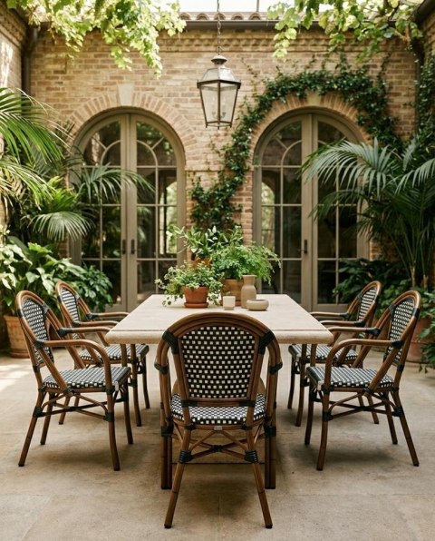 King Home Zestaw 4 krzeseł ogrodowych CAFE PARIS ARM brązowy rattan