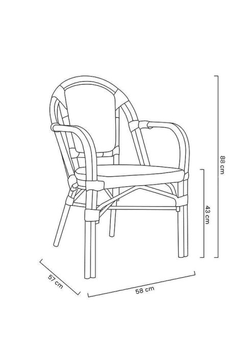 King Home Zestaw 4 krzeseł ogrodowych CAFE PARIS ARM brązowy rattan