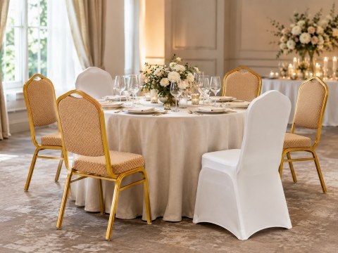 King Home Zestaw 6 krzeseł bankietowych HERA + 6 pokrowców WEDING