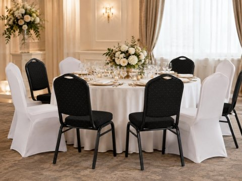 King Home Zestaw 6 krzeseł bankietowych HERON + 6 pokrowców WEDING