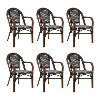 King Home Zestaw 6 krzeseł ogrodowych CAFE PARIS ARM brązowy rattan