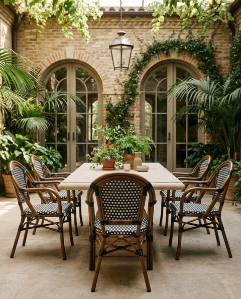 King Home Zestaw 6 krzeseł ogrodowych CAFE PARIS ARM brązowy rattan