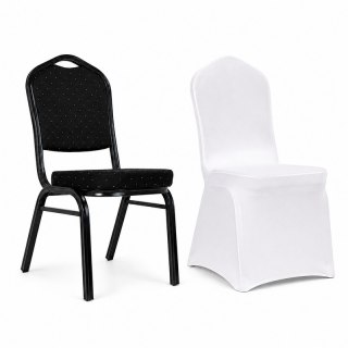 King Home Zestaw krzesło bankietowe HERON czarne + pokrowiec WEDING biały