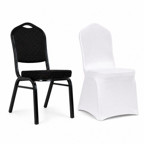 King Home Zestaw krzesło bankietowe HERON czarne + pokrowiec WEDING biały