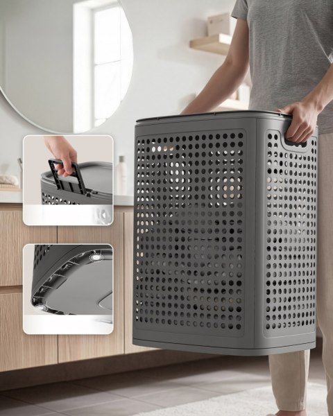 Kosz na pranie 75l szary - RLH021G101