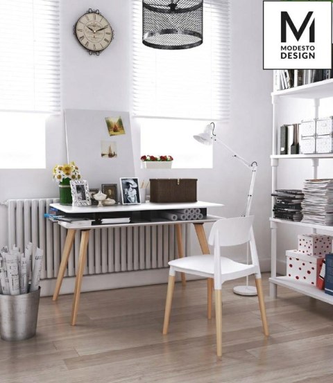 Modesto Design MODESTO zestaw 2 krzeseł ECCO biały - polipropylen, podstawa bukowa