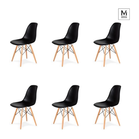 Modesto Design MODESTO zestaw 6 krzeseł DSW czarny - podstawa bukowa