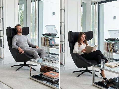 King Home Fotel obrotowy VITA VELVET czarny PU
