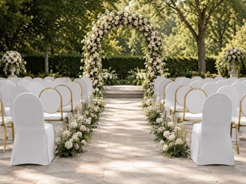 King Home Zestaw 4 krzeseł bankietowych HESTIA + 4 pokrowce WEDING