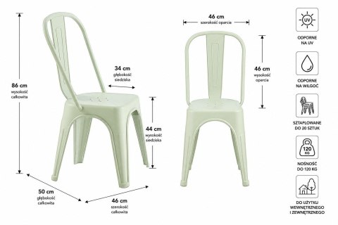 King Home Zestaw 6 Krzeseł TOWER PARIS PP UV jasnozielone