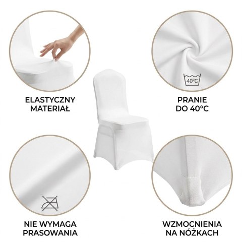 King Home Zestaw 6 krzeseł bankietowych HEBE + 6 pokrowców WEDING