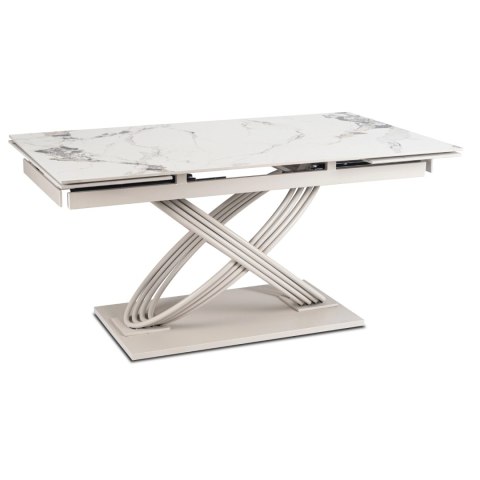 Stół IBIZA Ceramiczny Rozkładany 160-240 cm Biały Marmur/Kaszmir
