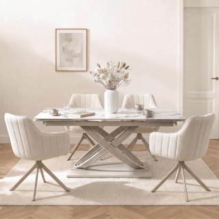 Stół IBIZA Ceramiczny Rozkładany 160-240 cm Biały Marmur/Kaszmir