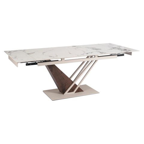 Stół Rozkładany Prostokątny REX 160-220 cm Kaszmirowy Marmur/Orzech