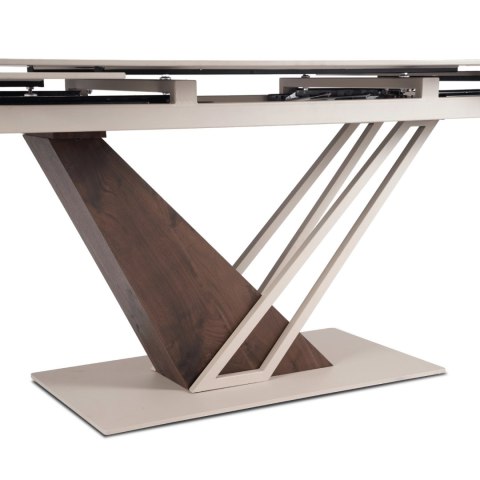 Stół Rozkładany Prostokątny REX 160-220 cm Kaszmirowy Marmur/Orzech