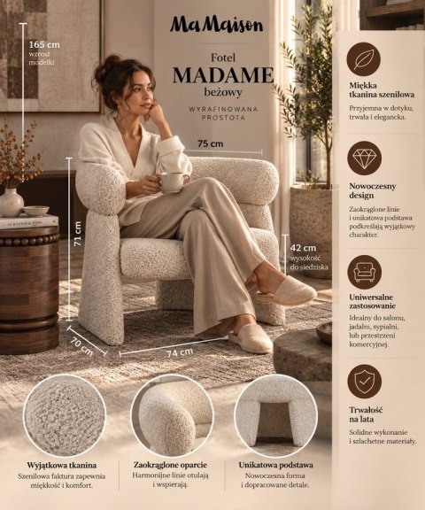 MaMaison MaMaison fotel MADAME beżowy