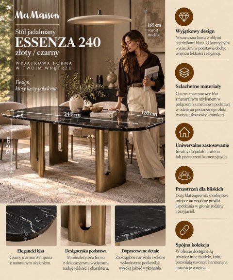 MaMaison MaMaison stół jadalniany ESSENZA 240 złoty / czarny