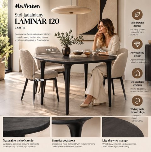 MaMaison MaMaison stół jadalniany LAMINAR 120 czarny / drewno
