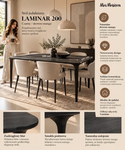 MaMaison MaMaison stół jadalniany LAMINAR 200 czarny / drewno
