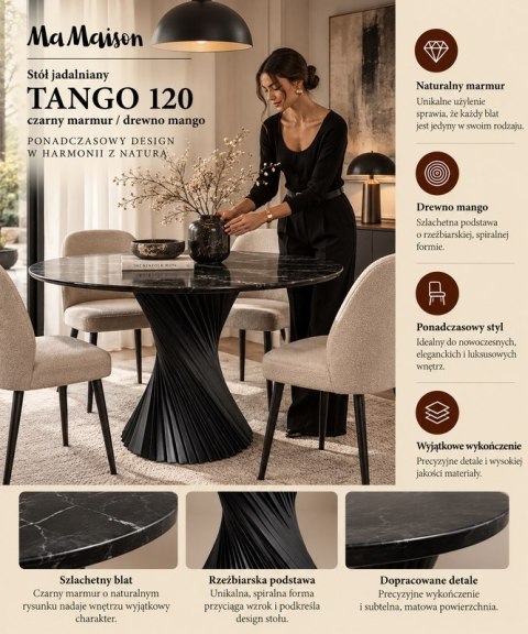 MaMaison MaMaison stół jadalniany TANGO 120 czarny marmur / drewno mango