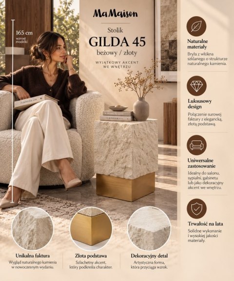MaMaison MaMaison stolik GILDA 45 beżowy / złoty