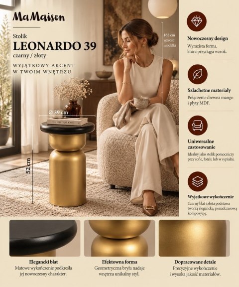 MaMaison MaMaison stolik LEONARDO 39 czarny / złoty
