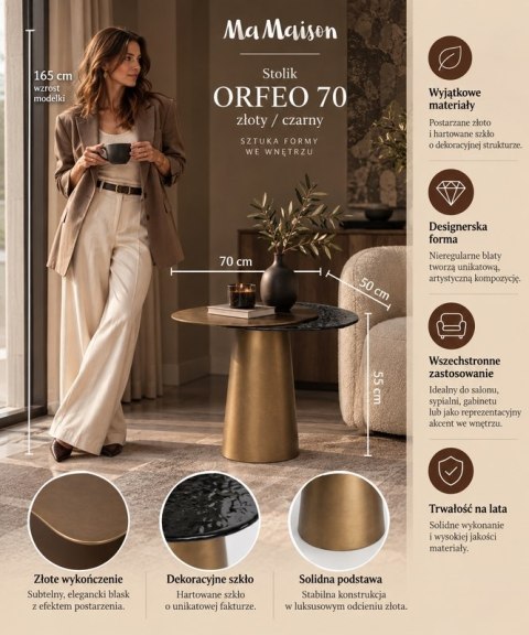 MaMaison MaMaison stolik ORFEO 70 złoty / czarny