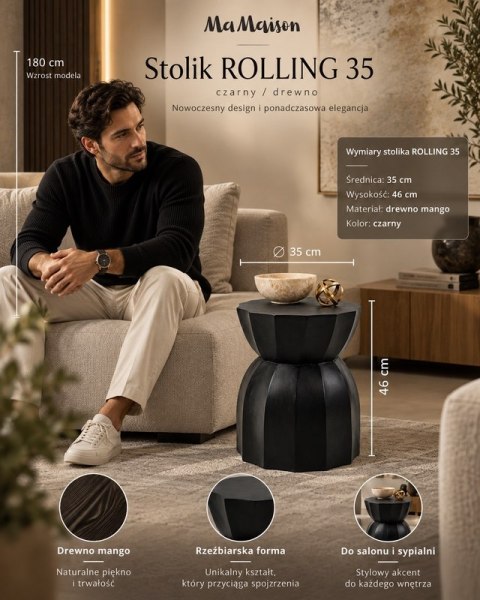 MaMaison MaMaison stolik ROLLING 35 czarny / drewno