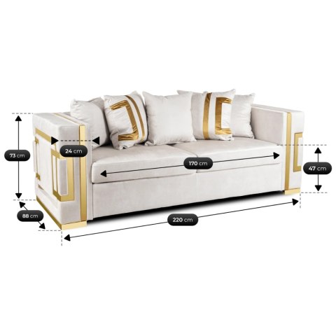 Sofa PALLAZO 3S Trzyosobowa Kremowo/Złota