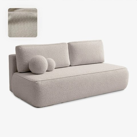 Sofa Rozkładana ARVETO Kremowa Boucle