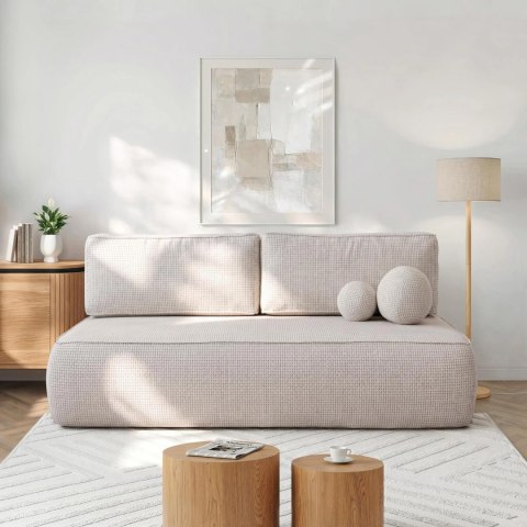 Sofa Rozkładana ARVETO Kremowa Szenilowa