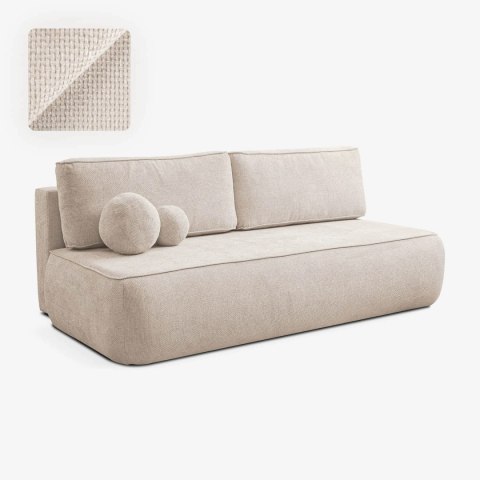 Sofa Rozkładana ARVETO Kremowa Szenilowa