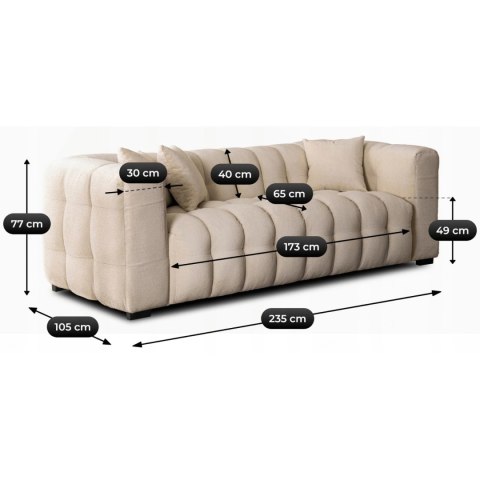 Sofa MODERNO 3S Trzyosobowa Kremowa