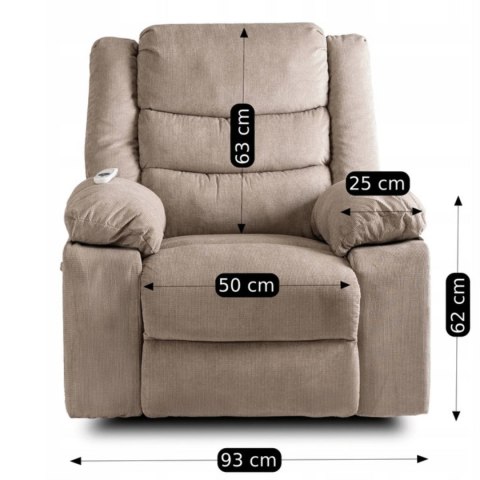 Fotel Masujący Elektrycznie Rozkładany JASPER Beżowy
