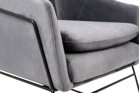 King Home Fotel EMMA VELVET ciemny szary welur - podstawa czarna