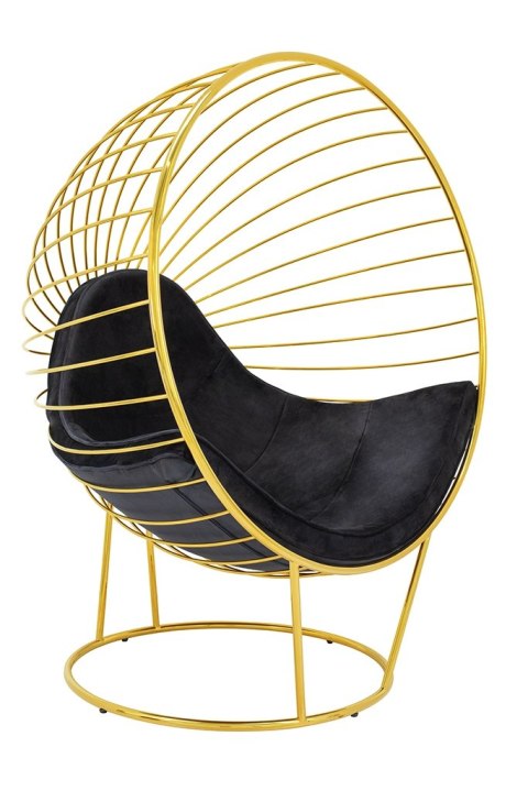 King Home Fotel GABBIA STAND z podnóżkiem złoty - welur, stal