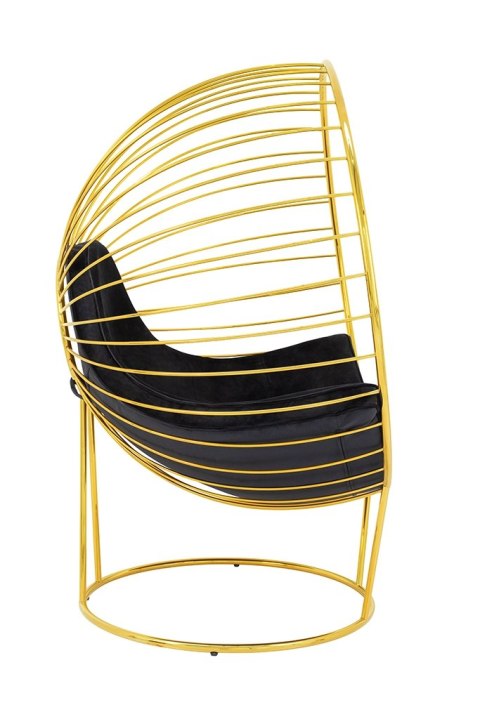 King Home Fotel GABBIA STAND z podnóżkiem złoty - welur, stal
