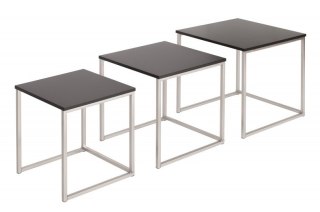 Invicta INVICTA zestaw stolików NEW ELEMENTS czarny - MDF, podstawa chromowana