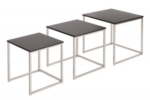 Invicta INVICTA zestaw stolików NEW ELEMENTS czarny - MDF, podstawa chromowana