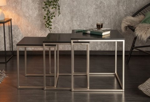 Invicta INVICTA zestaw stolików NEW ELEMENTS czarny - MDF, podstawa chromowana