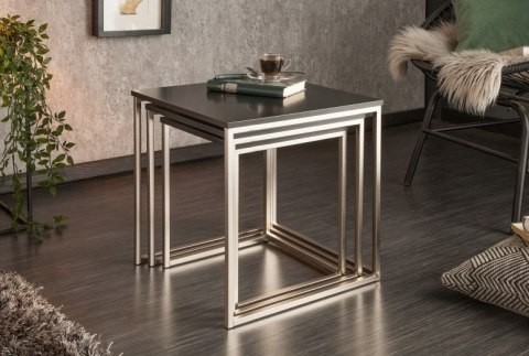 Invicta INVICTA zestaw stolików NEW ELEMENTS czarny - MDF, podstawa chromowana
