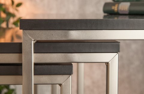 Invicta INVICTA zestaw stolików NEW ELEMENTS czarny - MDF, podstawa chromowana