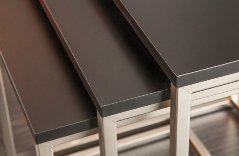 Invicta INVICTA zestaw stolików NEW ELEMENTS czarny - MDF, podstawa chromowana