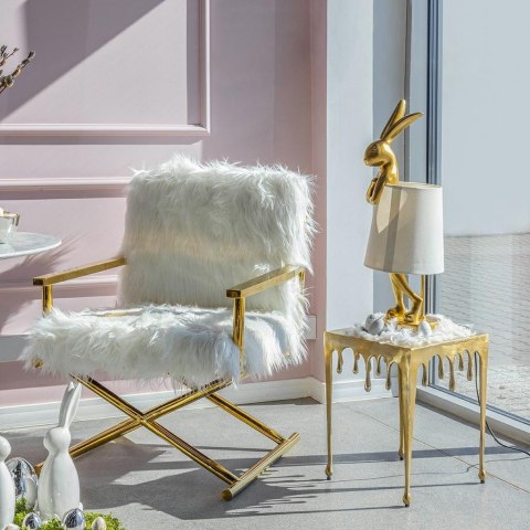 Kare Design KARE fotel MR. FLUFFY biały / złoty