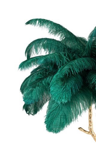 King Home Lampa podłogowa TIFFANY 175 zielona mosiądz / naturalne pióra