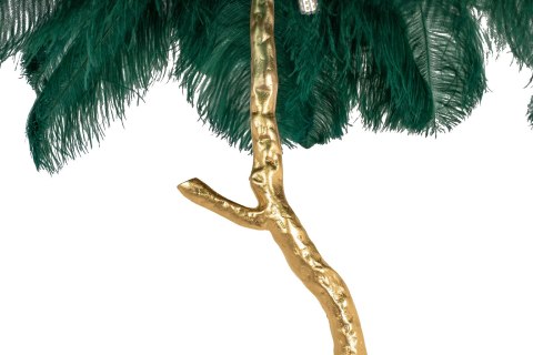 King Home Lampa podłogowa TIFFANY 175 zielona mosiądz / naturalne pióra