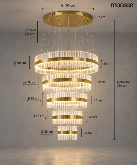 Moosee MOOSEE lampa wisząca GHIA 5 złota